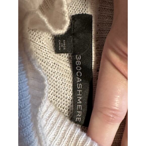 360 Cashmere Women's Long Sleve Turtle Neck Cashmere Sweater Cream White SZ M - Picture 8 of 12